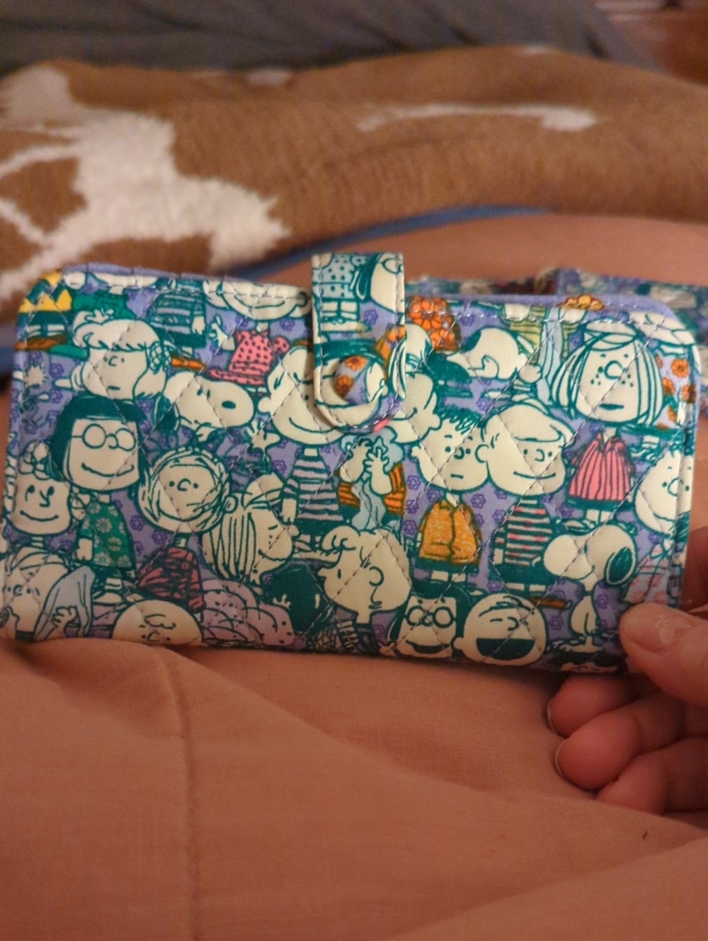 Vera Bradley Peanuts Printed Character Wallet in Teal and Purple